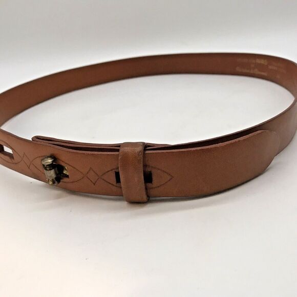 Styled for PARIS by Nicholas di Giovanni Brown Saddle Leather Belt Men's 34 - Picture 6 of 10